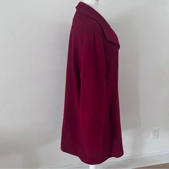 1 Madison Burgundy Wool/Cashmere Blend Double Breasted Collared Coat |Size 14| - Picture 3 of 10